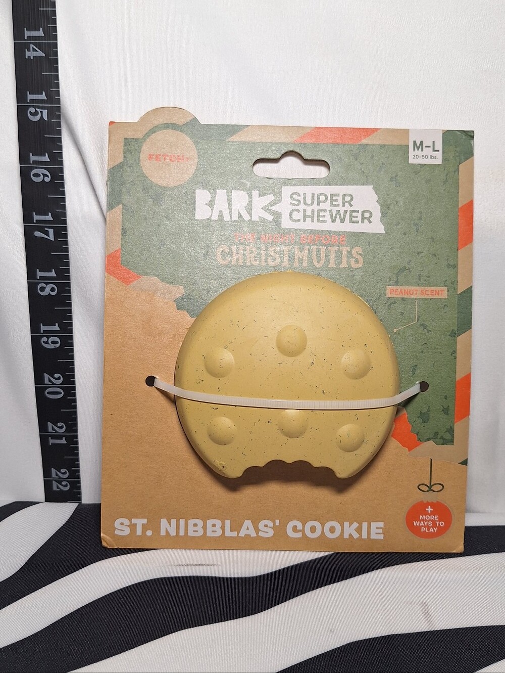 NWT Bark Super Chewer St. Nibblas' Cookie Dog Toy M-L